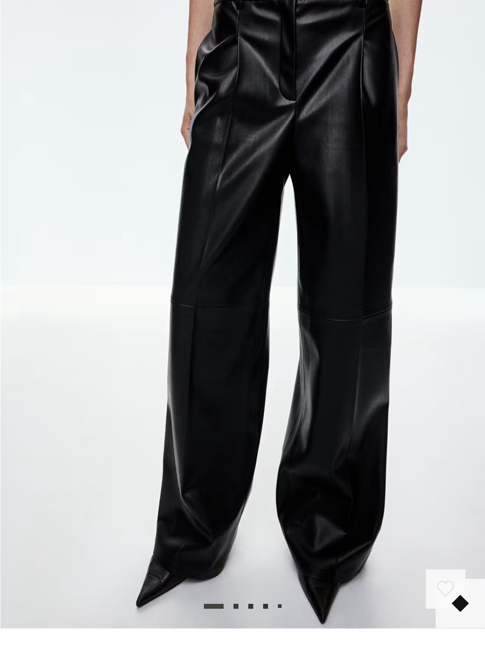 Mango Black Wide-Leg Faux Leather Pants